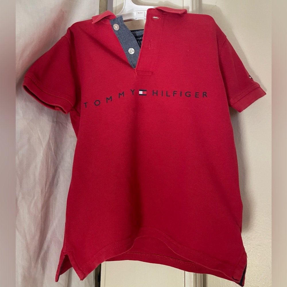 Tommy Hilfiger Boys Red Polo Shirt 2T Prep Minimalist Preppy Heritage Casual